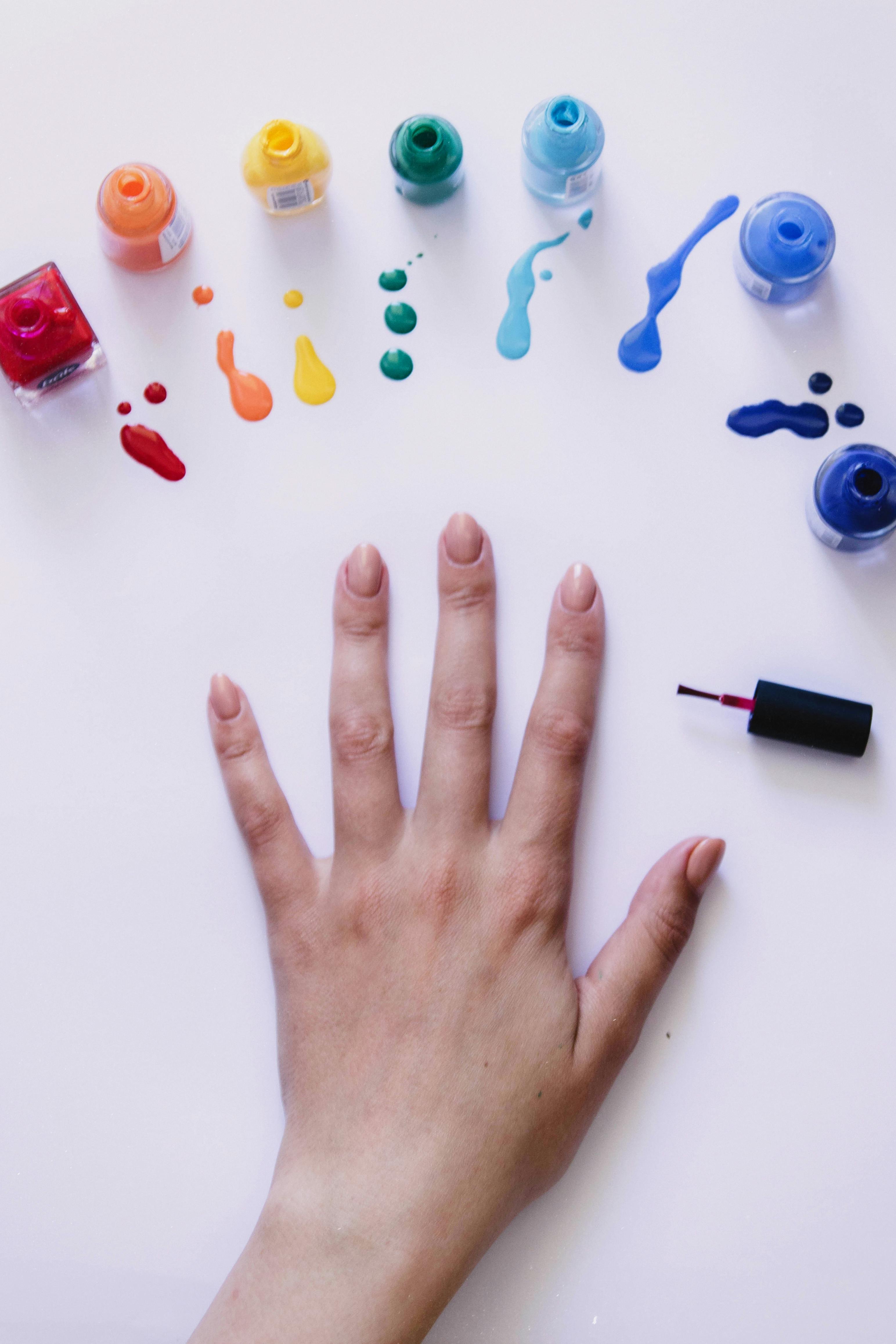 Colourful Nails Expert polishes and tools arranged beautifully